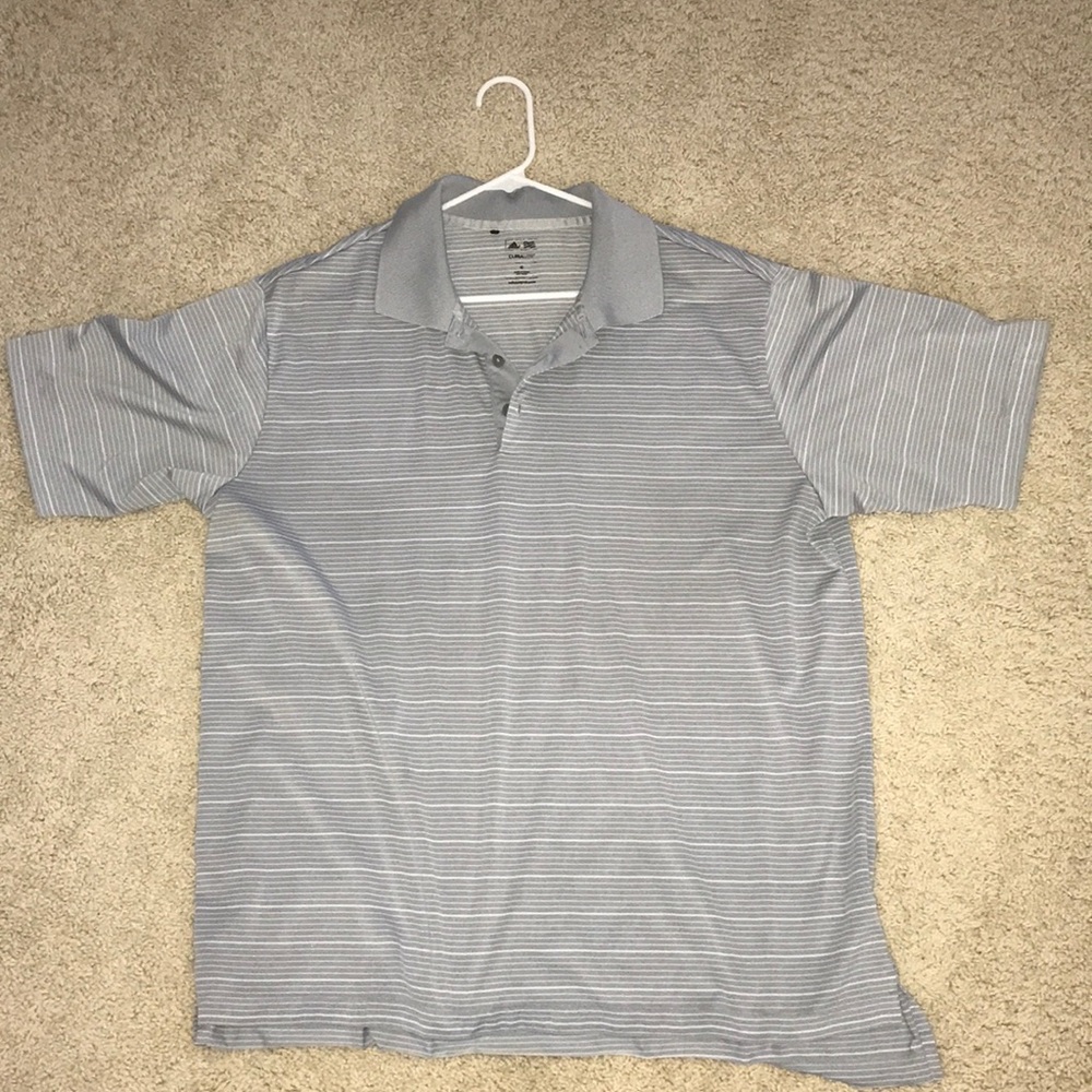 grey adidas short sleeve collard shirt
